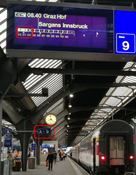 スイス電車 乗車位置