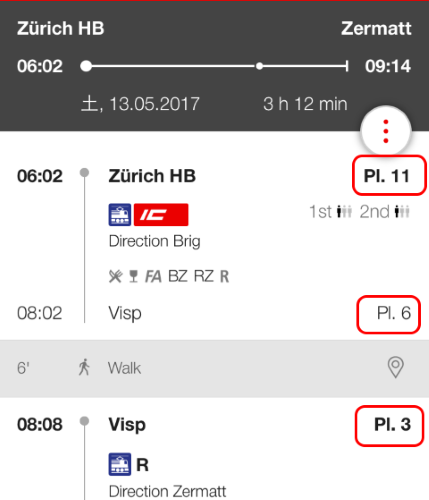 スイス鉄道 モバイルアプリ