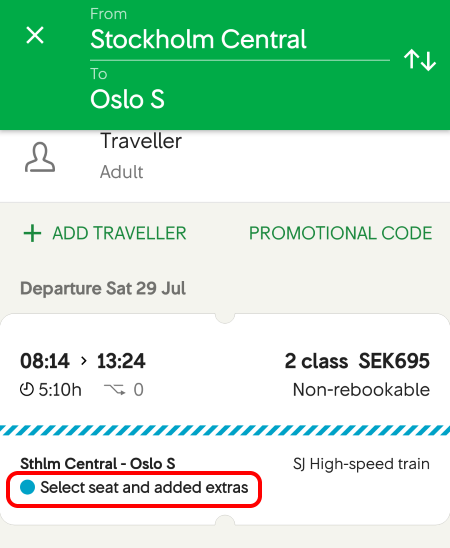 スウェーデン鉄道 チケット 予約 sweden train ticket