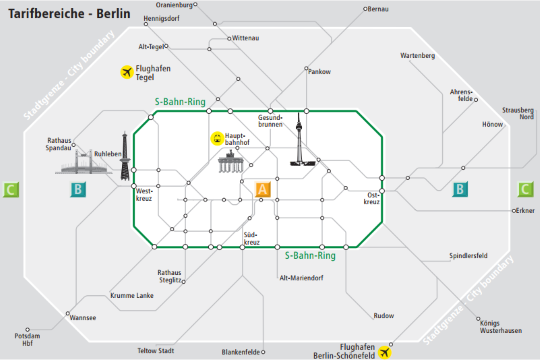 ベルリン 公共交通機関 ゾーン マップ