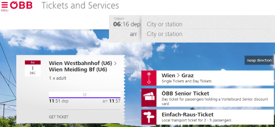 オーストリア連邦鉄道 OBB チケット 予約 オンライン