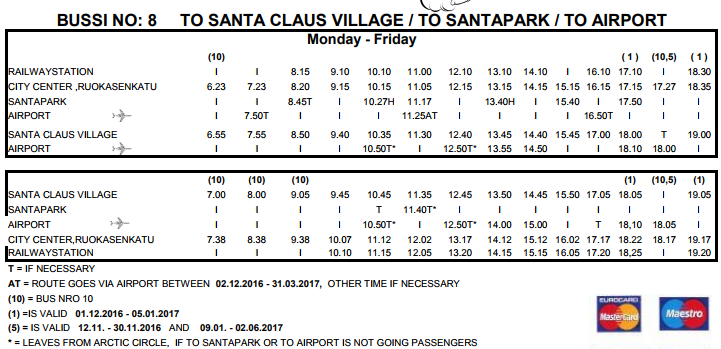 サンタクロース村 バス 時刻表