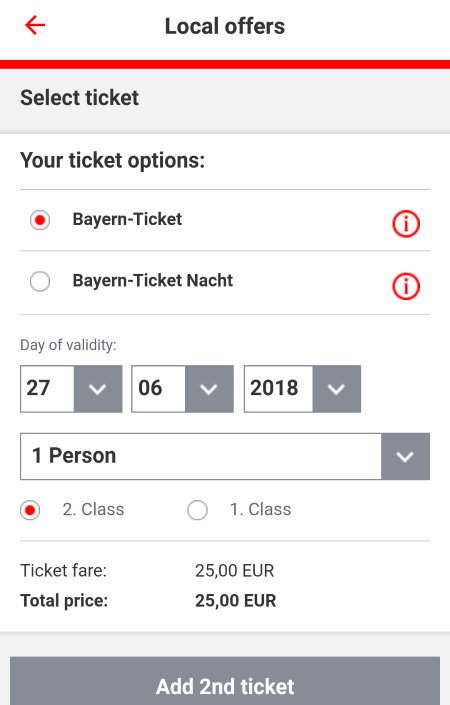 ドイツ鉄道DB チケット予約 オンライン アプリ バイエルン・チケット