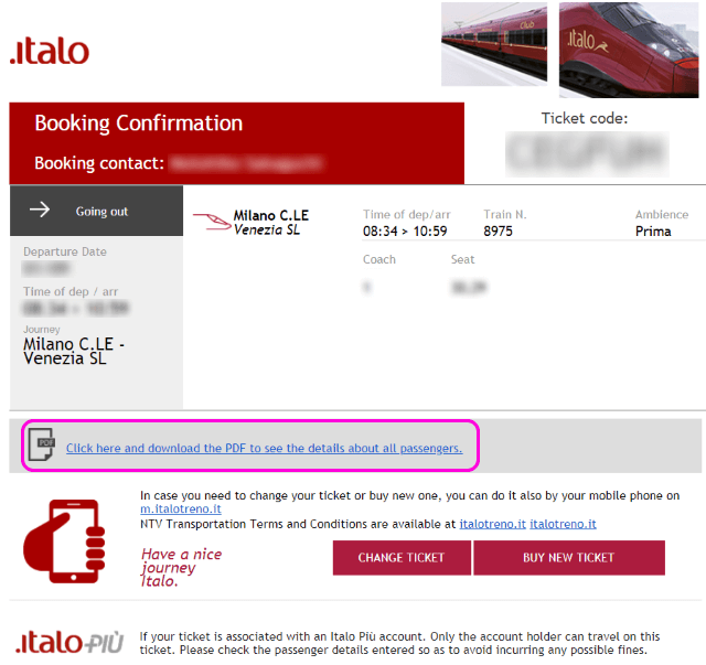 .italo イタロ イタリア 鉄道 チケット 切符 予約 購入