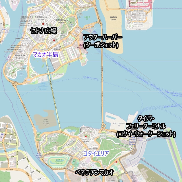 マカオ 香港 フェリー ターミナル マップ